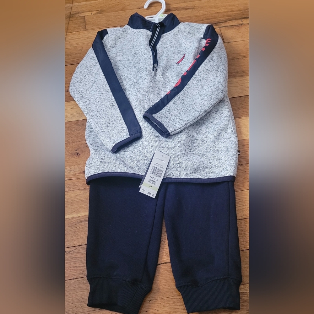 Nautica Kids Heather Gray and Navy Joggers
